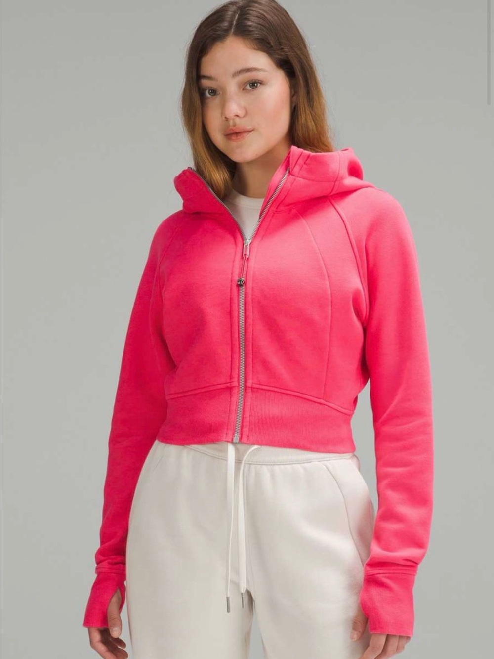 Lululemon Scuba Full-Zip Cropped Hoodie Lip Stick